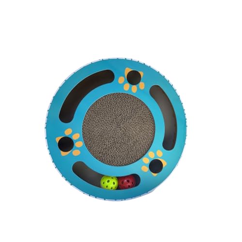 Round cat Scratching pad Modern Cats Scratcher Cardboard Interactive Toys for Indoor Cats with 2 Bell Balls and Kitten Tunnel
