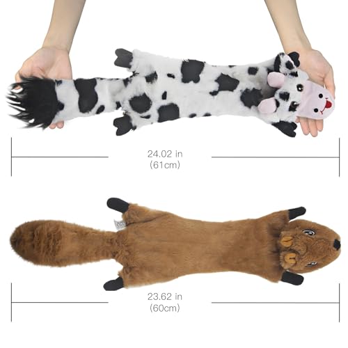 SHARLOVY Dog Squeaky Toys 5 Pack, Pet Crinkle Toy No Stuffing Animals Plush - color: 5 Pack, size: Large