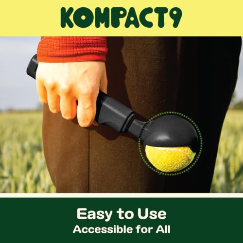 Kompact9 | Retractable Pocket-Sized Ball Launcher, Eco-Friendly & Portable Dog Fetch Toy, Made from Recycled Plastic, UK Designed, Fits Standard Tennis Balls Perfect Dog Exercise Equipment | Black