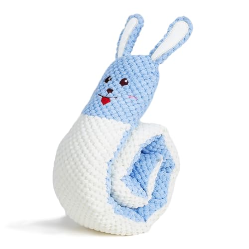 Plush Dog Toys, Long Foldable Squeaky Chew Pet Toys (White Rabbit) - color: Blue Rabbit