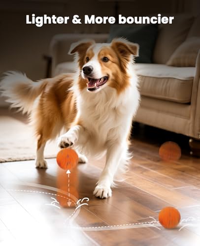 Xeuch Smart Interactive Dog Toy Balls, Automatic Moving Ball for Puppy, Medium and Large Dogs, ETPU Material, Motion Activated Rolling & Rotating Bouncy Toy for Dog Enrichment & Stimulation - color: Orange