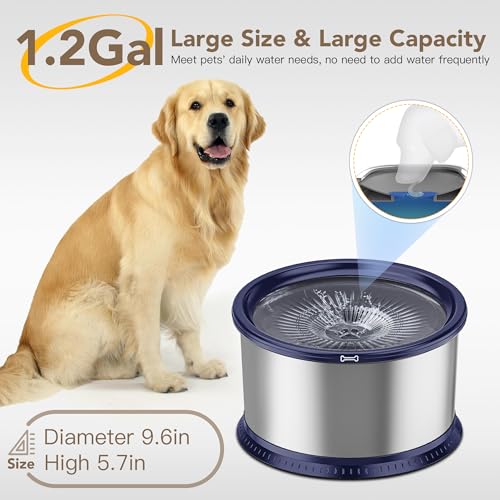 4.5L Stainless Steel Dog Water Bowl, No Spill Water Bowl for Dogs - color: Blue, size: 4.5L