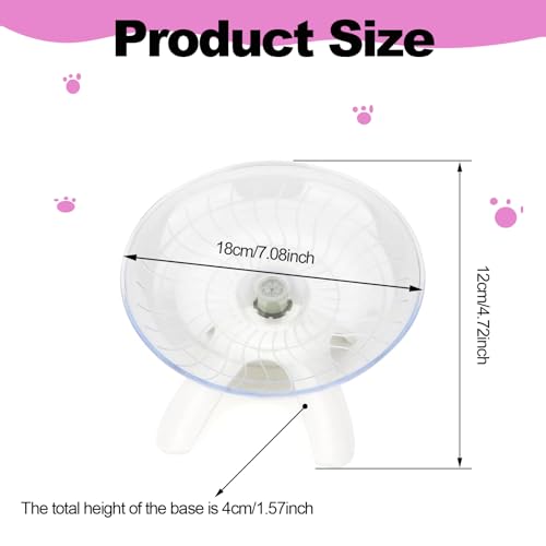 Hamster Wheel, Hamster Flying Saucer Silent Running Exercise Wheel for Hamsters, Gerbils, Mice,Hedgehog and Other Small Pets Silent Running Wheel Hermit Crab Wheel(White)