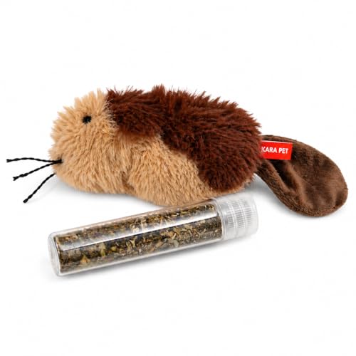 QiQi Refillable Catnip Toy Mouse, Interactive Plush Cat Toy with Catnip Refill, Soft Chew Toy for Indoor Cats & Kittens - color: brown