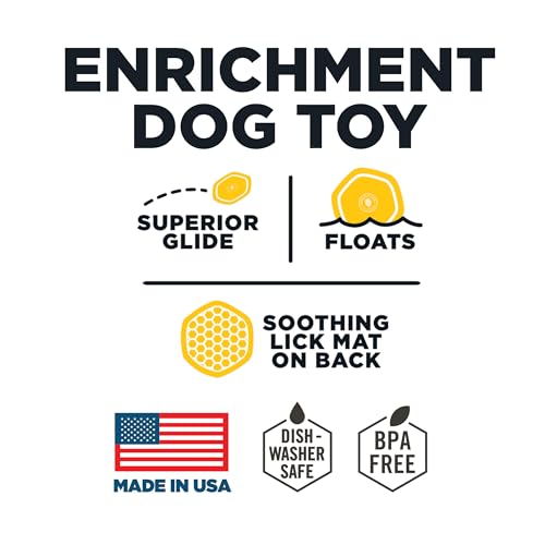 PROJECT HIVE ·PET COMPANY· Dog disc - Great for Fetch - Includes a Lick mat on Back - Floats in Water, Smooth Glide - Made in The USA (Unscented Yellow) - color: Unscented Yellow