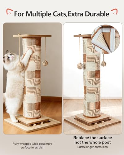 Odoland 31" Tall Large Cat Scratching Post with Replaceable Scratcher Pad - color: Geometry