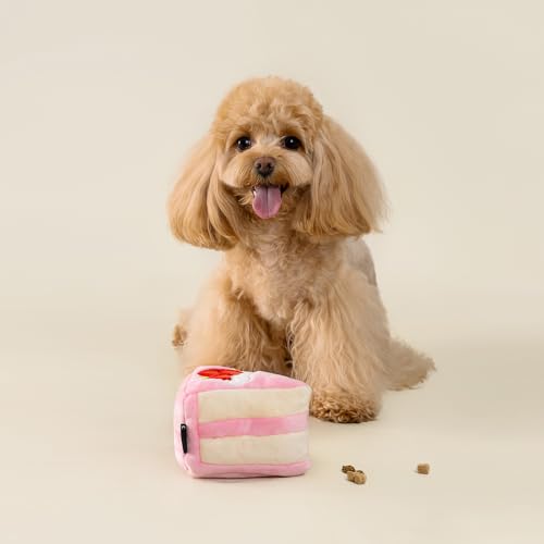 CHEWFFON Dog Interactive Toy, Snuffle Strawberry Cake for Enrichment - style: Strawberry Cake Slice