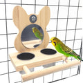 Bird Mirror Parrot Perch with Mirror and Stainless Steel Feeding Cups for Parakeets Cage Swing Wooden Mirror Fun Play Toy for Birds Lovebird Conures Cockatiels - style: Style B
