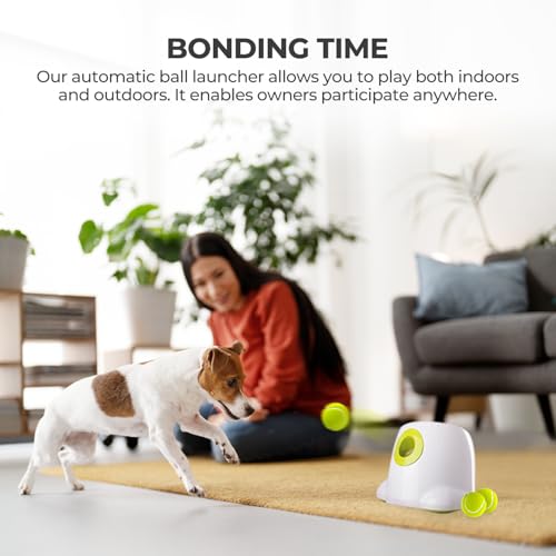 ALL FOR PAWS Automatic Dog Ball Launcher, Interactive Ball Thrower Dog Toys Includes 3pcs Tennis Balls for Small/Medium Dogs