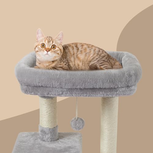 Cute Cat Tree Kitten Cat Tower Condo Cat Furniture Sisal Scratching Posts G - color: Grey
