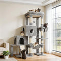 Hey-brother Cat Tree Tower with Plush Steped Condos, Big Platform, MPJ071W - color: Light Gray, size: 50 inches