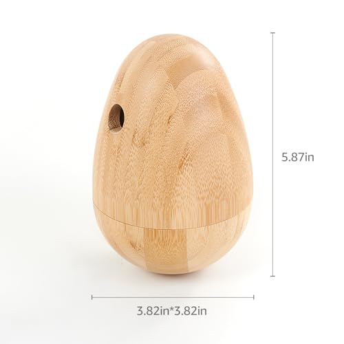 LOOBANI Bamboo Treat Dispenser Wobble Toys Enrichment Puzzle Food Dispenser Ball Toy IQ Training for Small Medium Dog