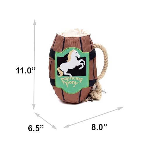 Buckle-Down The Lord of the Rings Squeaky Plush Dog Toy for Large, Medium & Small Dogs, Prancing Pony Pint Mug, 6.5" x 8" - color: Prancing Pony Pint Mug