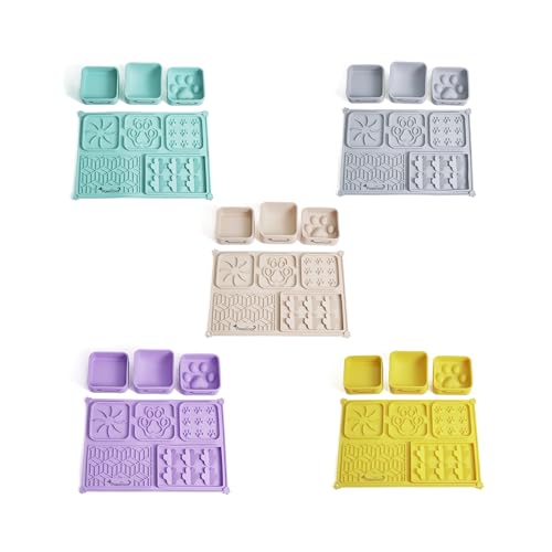 Extra Large Dog Lick Mat & Slow Feeder Bowl Set - XXL Silicone Enrichment Tray for Large Breeds - 2-in-1 Calming Puzzle Toy with 3 Removable Bowls (Dove Grey) - color: Dove Grey
