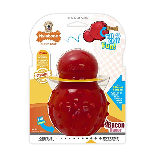 Nylabone Strong Chew Rubber Stuffable Cone Treat Toy, Bacon Flavor, Large - color: Red, size: Large