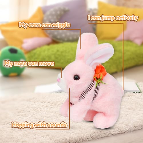Easfan Walking Pink Bunny Interactive Plush Toy with Sounds for Kids 7" - style: Bunny_Pink_Carrot
