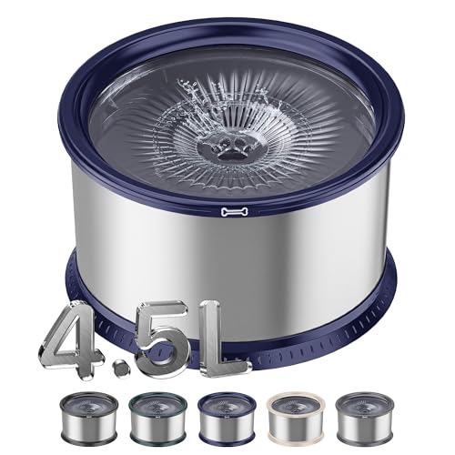 4.5L Stainless Steel Dog Water Bowl, No Spill Water Bowl for Dogs - color: Blue, size: 4.5L