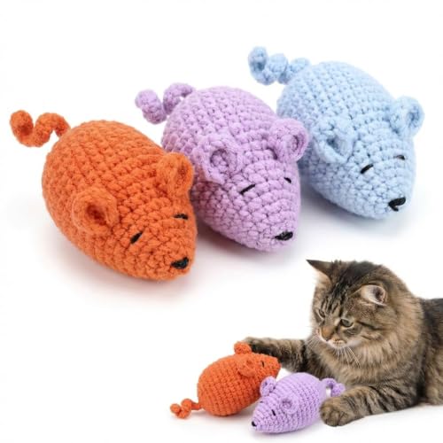 Cat Toys Mice, Catnip Toys Mouse for Indoor Cats, 3 Pcs - size: set2