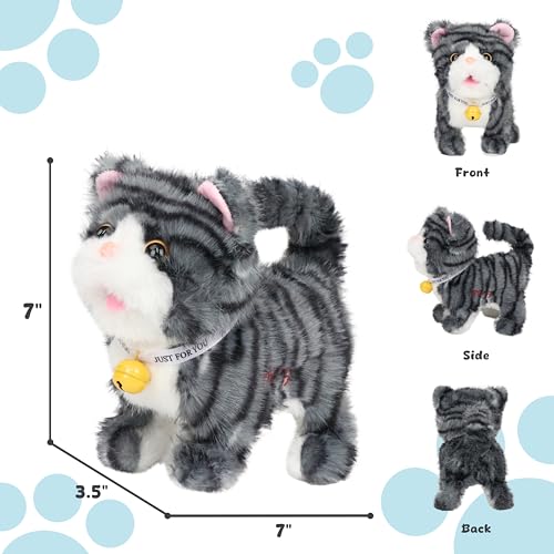 Easfan Walking Kitty Cat Stuffed Animal Talking Plush Toy for Kids - style: Tabby cat
