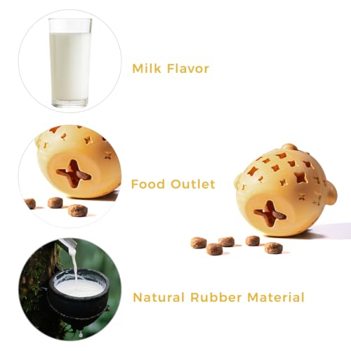 MewaJump Dog Toy Treat Food Dispenser Puzzle Rubber Chew Toys Stuffed Ball - color: yellow hen