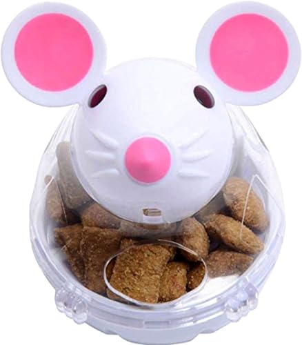 Beige Interactive Cat Toy, Mouse Shape Treat Dispenser, Food Storage Holder for Indoor Cats and Kittens, Cat Mice and Animals Toys for Pet Increases IQ Interactive & Food Dispensing