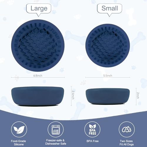 Slow Feeder Dog Lick Bowl, Silicone Feeding Dogs Licking Bowls(Blue, Small) - color: Blue, size: Small