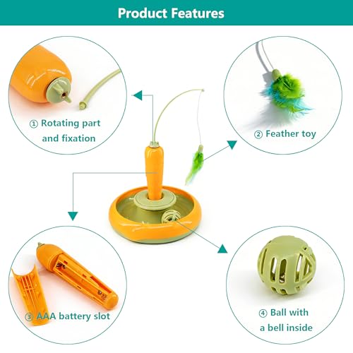 Detachable Interactive Cat Toy | Handheld Teaser Wand/Floor Play Dual-Use, Indoor Cat Toy