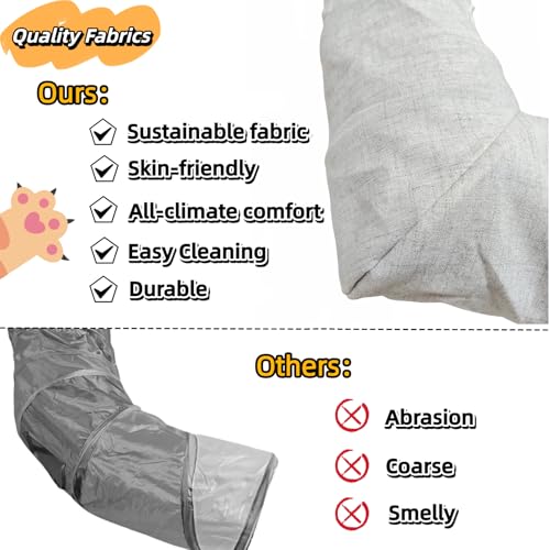 XxingSheep 4 Cave Premium Hemp Fabric XL Cat Tunnel Bed for Indoor Cats Cat Toys Cave Donut with Soft Mat - size: XL