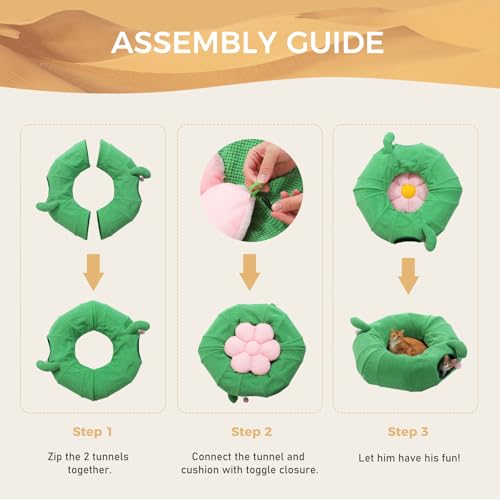 PEQULTI Flower Donut Cat Tunnel Bed Washable Plush Mat Multi for Small Pets - color: Flower