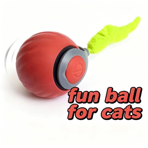 Interactive Cat Toy Ball - Motion-Activated, USB Rechargeable Cat Toys for Indoor Cats with Anti-Scratch Cover & 2 Changeable Tails - Enrichment Toy for Active Cats & Kittens - color: 01 Orange