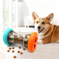 Interactive Dog Roller Puzzle Toy with Adjustable Treat Dispenser & Slow Feeder System - Silent Rolling Dumbbell Dog Toys Suitable for All Breeds, Puppies, Crate, Apartment and Training Games - color: Orange&Blue