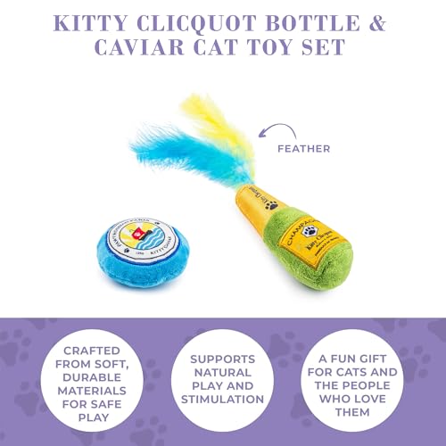 Haute Diggity Kitty Clicquot Bottle + Caviar Set, Soft Plush Cat Toys - color: Multi - Kitty Clicquot Bottle + Caviar Duo
