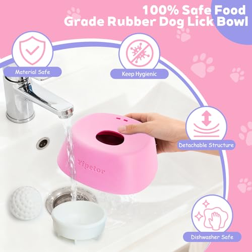 Yipetor Dog Lick Bowl, Rolled Ball-in Slow Feeder Enrichment Puzzle Toys - color: pink
