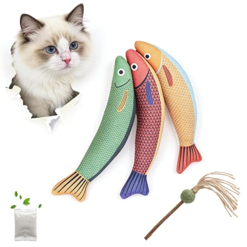 Autumn Knife Fish Cat Toy, 4 Pack Catnip Toys