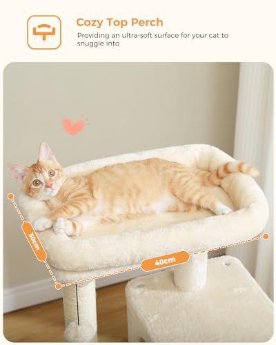 MUTTROS 45.7" Cat Tree with Hammock, Condo & 4 Sisal Posts, Beige - color: Beige, size: 45.7in