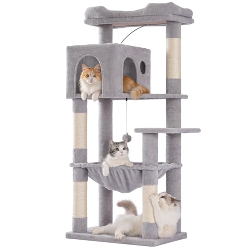 53”Cat Tree with Hammock & Extra Large Bed 23x12” for Large Cats - color: Gray, size: XLarge-53"