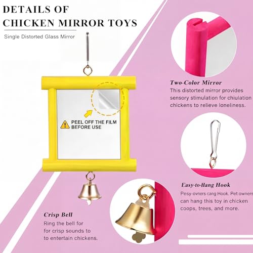 Sumind 2 Pcs Chicken Mirror Toys, Rose Red,Yellow, 3.94 x 3.94 Inches - color: Rose Red,Yellow, size: 3.94 x 3.94 Inches