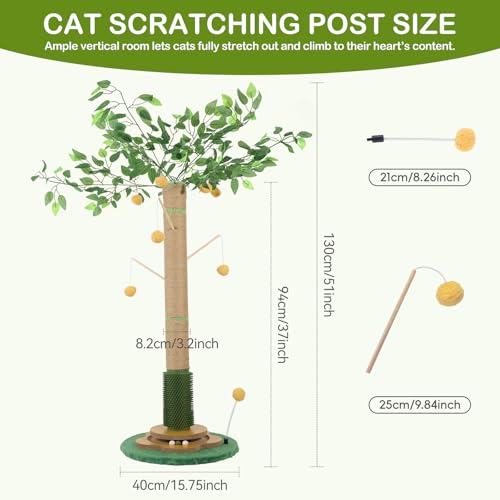 Tall Cat Scratching Post 51 Inch, Sisal Rope Cat Scratcher Tree