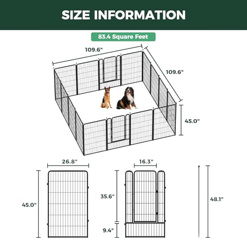 FXW Rollick Dog Playpen, Indoor, Yard & RV Camping, 45" H, 16 Panels - color: Black, size: 45"H