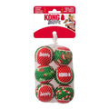 KONG Holiday SqueakAir Tennis Balls Dog Toy – 6-Pack Plush-Felt Squeaky Fetch Balls with Christmas Theme, Non-Abrasive Material Gentle on Teeth (Small) - size: Small