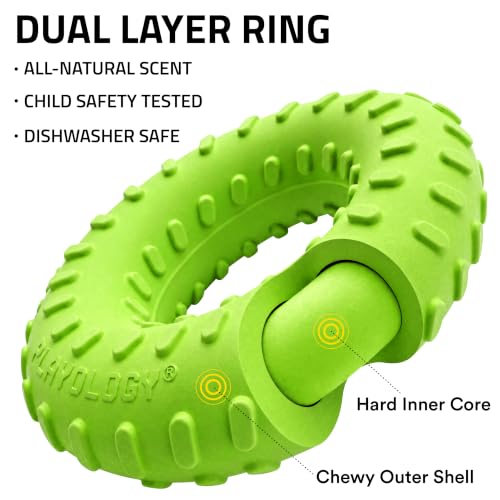 Playology Dual Layer Ring Toy for Aggressive Chewers, Sweet Potato Scent - size: Jumbo, style: Sweet Potato