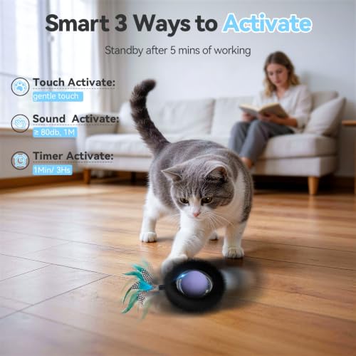 Interactive Cat Toy Ball-Automatic Motion Activated Moving Ball Toys - color: Periwinkle