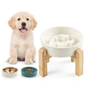 6.3” Elevated Slow Feeder Dog Bowls,Ceramic Slow Feeder Dog Bowl with Stand - color: White-M