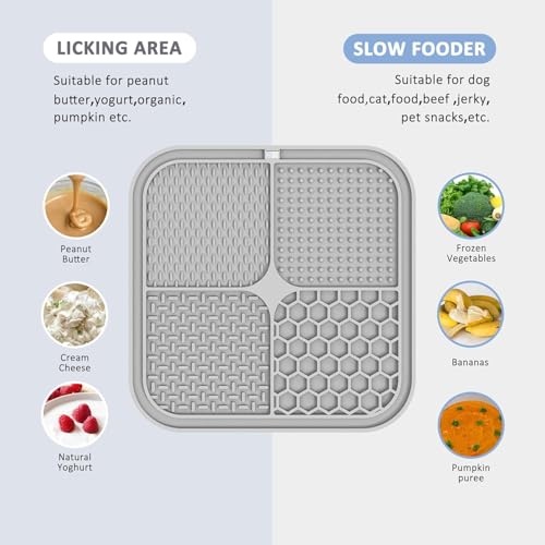 ChefAide 2 Pack Lick Mat for Dogs, Cats & Puppies with Suction Cups - color: Khaki+Dark Gray