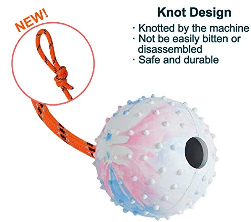 2 Pack Dog Ball, K9 Ball on Rope for Reward, Fetch, Play (6cm) - size: 2.36 in (Bright Color)