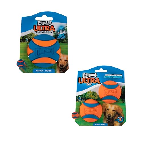 Chuckit! Ultra and Squeaker Ball Dog Toy, Medium 2.5in, 3 Pack, Floats - size: Medium, style: Squeaker & Ultra