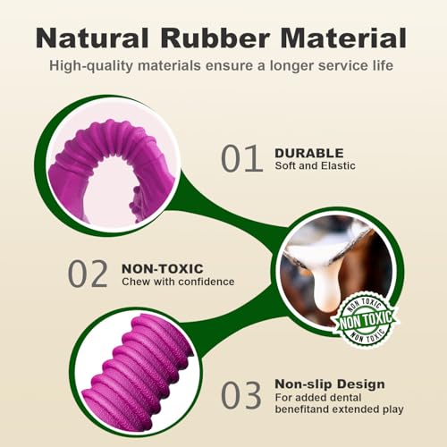 Dog Toys for Aggressive Chewers, Dog Toys for Medium Large Dogs, Natural Rubber Dog Chew Toys with Beef Flavor, Indestructible Chew Toys for Aggressive Chewers (Purple) - color: purple