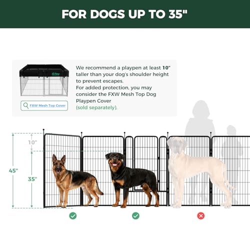 FXW Rollick Dog Playpen, Indoor, Yard & RV Camping, 45" H, 16 Panels - color: Black, size: 45"H
