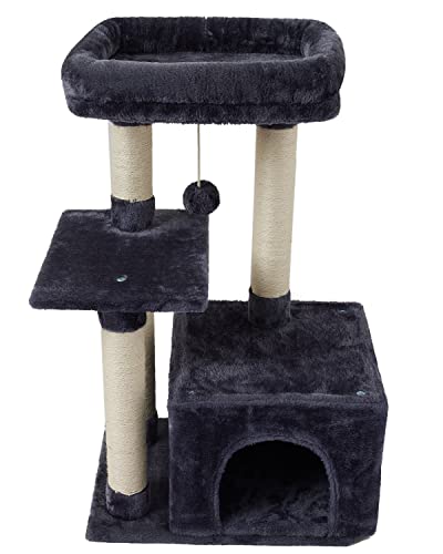 Cute Cat Tree Kitten Cat Tower Condo Cat Furniture Sisal Scratching Posts D - color: Smokygrey