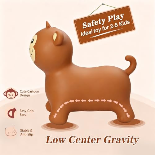 INPANY Bouncy Monkey Hopper Toys, Kids Ride on Rubber Bouncer - color: Brown Monkey